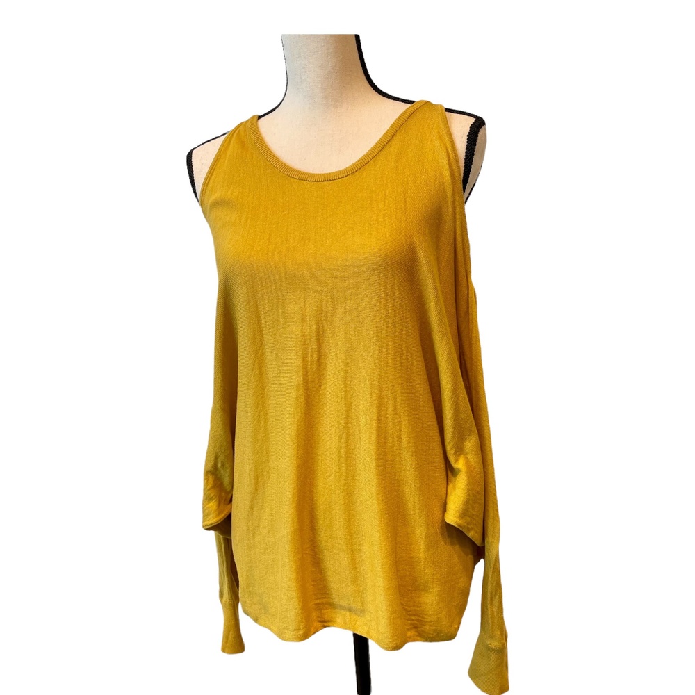 Magaschoni Womens Sweater Silk Wool Yellow Long Cold-Shoulder Long Sleeve S
